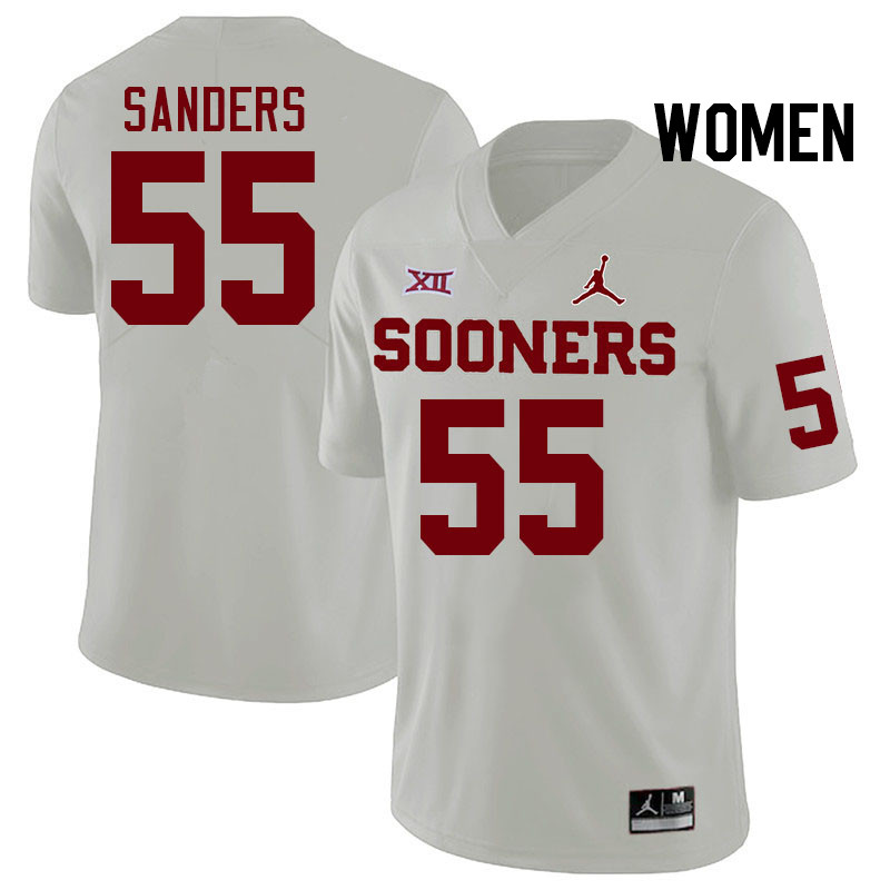 Women #55 Ashton Sanders Oklahoma Sooners College Football Jerseys Stitched-White - Click Image to Close